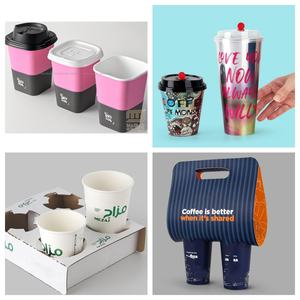 Tazza di carta quadrata monouso personalizzata per bevande fredde gelato Yogurt grigliato tazza di carta speciale con coperchio Batch di personalizzazione - Product Image 3