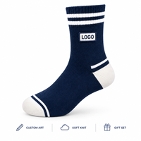 Chaussettes fantaisie en tricot avec motifs artistiques originaux, patchs bleu marine et blancs, cadeau, vente en gros, impression originale résistante à la décoloration, échantillons approuvés, emballage