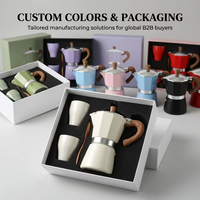 Ensemble cadeau de café de luxe Kingze avec logo personnalisé, 3 tasses, 6 tasses, cafetière Moka, ensemble de cafetière expresso avec tasses et cuillère