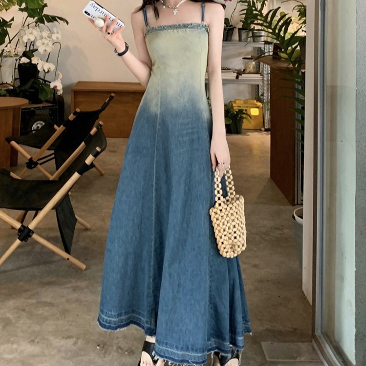 In Stock Denim Halter Dress Custom Vintage Style | Alibaba.com
