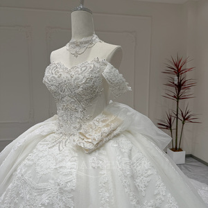 Abito da sposa di lusso Jancember XX48 in pizzo, abito da ballo con spalle scoperte e applicazioni, per <span class=keywords><strong>matrimonio</strong></span> e festa - Product Image 4
