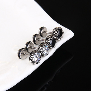New Vintage Stainless Steel Zircon <b>Stud</b> <b>Earrings</b> | Unisex Classic Design - Product Image 2