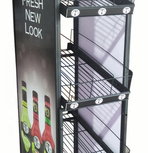 Retail Multi Tier Iron Powder Coated Slant Metal Wire Beverage Wine <b>Beer</b> Bottle <b>Display</b> <b>Racks</b> for Promotion - Product Image 5