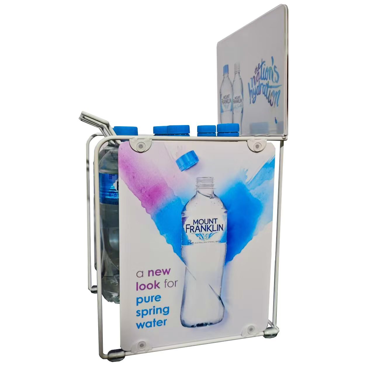 Mineral Water Advertising Display Stand Iron Wire Drinking Bottle Racks Beverage Metal Shelf for Counter Top for Retail — view 2