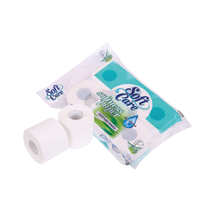 Papier toilette Softcare, 6 rouleaux, 2 plis, doux et résistant, sans parfum, jetable, paquet de papier toilette pour salle de bain - Product Image 1