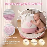 Panier de rangement B&L moderne en corde de coton tressée, écologique, avec poignée, forme ovale, multifonctionnel pour aliments et jouets (rose)