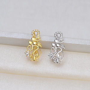 Pendentif en argent S925 avec perle baroque de forme irrégulière, accessoire creux pour femmes, composants de bijoux pour collier DIY - Product Image 2