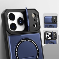 Étui de protection de luxe pour appareil photo avec chargement sans fil pour iPhone 17 Pro Max 16 15 13, coque magnétique avec support pliable et protection d'objectif rabattable