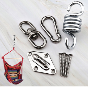 Kit de accesorios para colgar hamacas de acero inoxidable con mosquetones y tornillos para uso en exteriores - Product Image 1