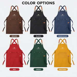 Wholesale Unisex Breathable Canvas Kitchen Aprons Washable Restaurant Bar Chef Waiter Uniform Custom Logo Pinafores for Baristas - Product Image 5