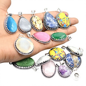 Fashion Antique Brass Plated 925 Silver Oversized Colorful Resin Pendant Chunky <b>Statement</b> <b>Necklace</b> - Product Image 1