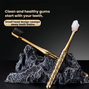 Ensemble deux pièces 2026 haut de gamme, brosse à dents plaquée or, petite tête de brosse, poils souples, en plastique ABS, design pliable, pour <span class=keywords><strong>adulte</strong></span> - Product Image 5