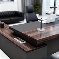Bureau exécutif en bois moderne pour la maison avec un design durable et 3 options de rangement