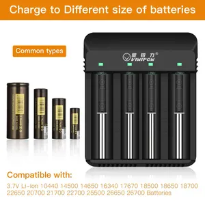 3.7 V Li-Ion 16340 18350 18500 18650 26650 Oplaadbare Batterijen 4 Sleuven Batterijlader
