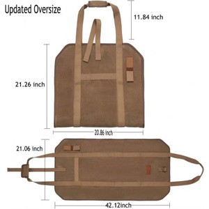 Sac de transport pour bois de chauffage en toile personnalisé, échantillon gratuit, pour le camping en plein air, avec une pochette robuste pour bûches de cheminée - Product Image 3