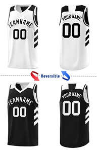 Maillots de basket-ball personnalisés noir et blanc double face - Product Image 3