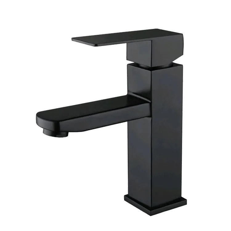 Robinet noir torneira preta de design quadrado, preço de fábrica, barato, fosca, preta, bacia do banheiro, torneira misturadora