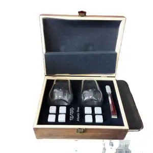 Whisky Stones Gift Set Para O Natal Conjunto De 9 Whisky Chilling Stones Com Caixa De Presente De Madeira Personalizada E Saco De Veludo