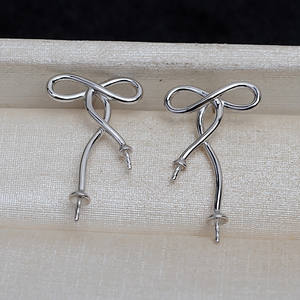 Boucles d'oreilles en argent S925 pour femmes, personnalisées, avec perle, support vide pour bricolage, accessoires 4283 - Composants et trouvailles de bijoux - Product Image 1