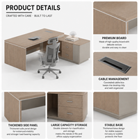 Bureau de direction moderne et minimaliste en forme de L avec armoire latérale, mobilier de bureau modulaire rectangulaire de qualité E1