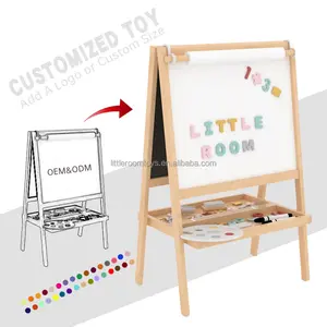 Littleroom ahşap ayakta sanat şövale erken eğitim bebek çizim kurulu manyetik kurulu ile Kid'S sanat ahşap şövale