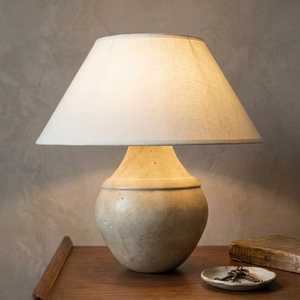 Lámpara de <span class=keywords><strong>Mesa</strong></span> LED de Estilo Wabi-Sabi, de Cerámica, Antigua, Decorativa, para Lectura, de Piedra, para Mesita de Noche, de Latón - Product Image 1