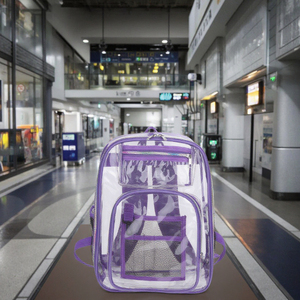 Custom Unisex Pvc Student Backpack Closure Soft <b>Travel</b> <b>Bag</b> <b>Clear</b> Crossbody Strap Men Women Laptop Friendly Backpack - Product Image 4
