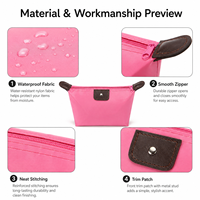 Pochette de maquillage portable avec logo personnalisé, sac cosmétique pliable en forme de dumpling, sac de toilette léger pour femmes