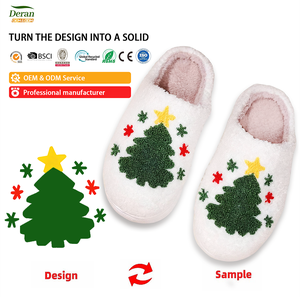 Deran Oem Kerstboom Home <span class=keywords><strong>Slippers</strong></span> Custom Patroon Winter <span class=keywords><strong>Slippers</strong></span> Pluche Kerst Sneeuwman Slipper Dames Schoenen Katoen Schoenen - Product Image 1