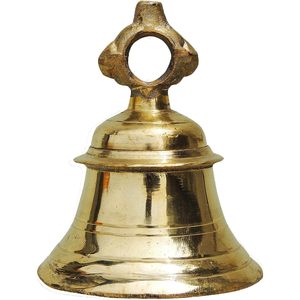PARIJAT SOLID BRASS TEMPLE GANTA COLGANTE SHIP BELL Campana Pooja india de 7 pulgadas para decoración del hogar - Product Image 1