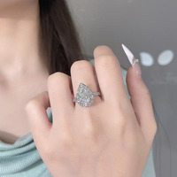 Romantischer Konzert-Ring mit luxuriösem Birnen-Diamanten, brillanter Kunstschliff, 3 Krappen, 18K Weißgold, Labor-Diamant, Ringband für Damen