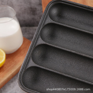 <b>Cast</b> Iron Sausage Grill <b>Pan</b> 4 Compartment Rectangular Non Stick For Baking Starch Sausages Homemade Quail Egg Roasting - Product Image 4