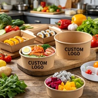 Contenants jetables en papier enduit de qualité alimentaire, anti-fuite, avec logo personnalisé JAN GOO, pour l'emballage de salades et de fruits