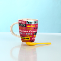 Tasse à café créative Tasse simple Tasse en céramique avec cuillère Mots Tasse à lait créative Niveau d'apparence élevé