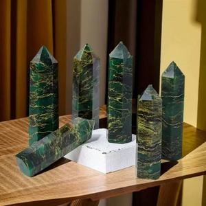Yüksek kalite 9-10cm yeşil zümrüt altıgen prizma kristal kule ev dekor için Reiki şifa ve diğer kristal el sanatları - Product Image 3