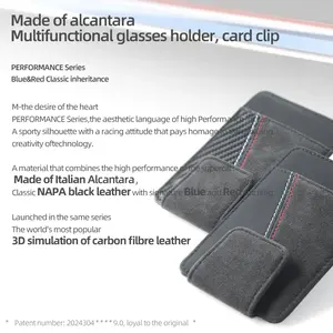 Fabriqué en <span class=keywords><strong>Alcantara</strong></span> pour <span class=keywords><strong>BMW</strong></span> E90 E60 F10 F30 F20 G30 G20 X1 X3 X5 Intérieur de voiture Porte-lunettes multifonctionnel Clip de carte Accessoires - Product Image 4