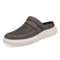 Sandales pour hommes en cuir véritable à bout fermé et ajouré, à enfiler, pour l'été et la plage, avec semelles en caoutchouc souples et respirantes, grandes tailles