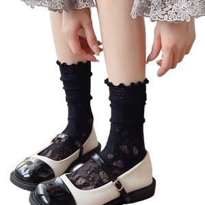 Calcetines de Encaje para Mujer, Medias Transpirables hasta la Pantorrilla, Absorbentes del Sudor, Resistentes al Olor, de Fibra de Poliéster, Color Sólido, Blanco, Negro, Beige, Juego de Calcetines - Product Image 4