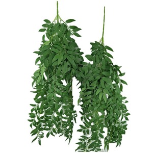Décoration murale en feuilles de saule simulées Queyiyi Flowers, 30cm-100cm, blanc, vert, gris, pour intérieur et extérieur, décoration de mariage, décoration de la maison - Product Image 5