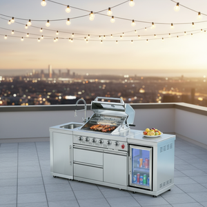 Cuisine extérieure modulaire sur mesure, design personnalisé, <span class=keywords><strong>barbecue</strong></span>, évier, grill et réfrigérateur, cuisine extérieure économique - Product Image 1
