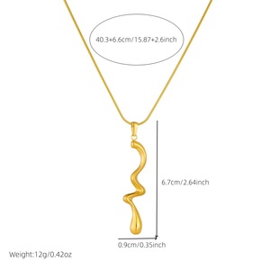 Gold Plated Irregular Twisted Pendant Stainless Steel Chain Necklace Minimalist Fashion Jewelry - Product Image 4