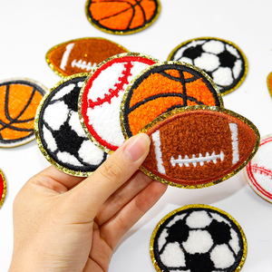 Parche de chenilla de béisbol de Rugby de baloncesto con purpurina, diseño personalizado, parches de chenilla deportivos bordados para ropa - Product Image 1