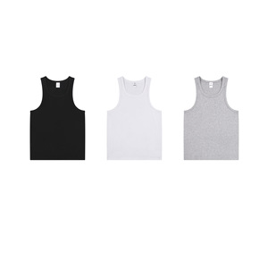 Wholesale <b>Men's</b> 100% Cotton Custom Logo O-Neck Sleeveless Tshirt Casual Regular Fit Blank T-Shirt 315gsm Knitted Fabric T Shirt - Product Image 5