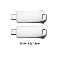 Flashdisk USB Type C Logam Persegi Panjang OTG Pendrive Logo Kustom Lubang Tali Gantungan USB C Memory Stick untuk Smartphone