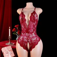 Gaun Terusan Tanpa Tali Model Open-Crotch, Terlaris, Ukuran Besar Wanita, Seksi, Ketat, Renda Nilon Transparan, Gaya Eropa