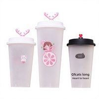 Gobelet jetable en PP écologique pour boissons, thé au lait, jus, design givré par injection, qualité alimentaire, 24 oz, paroi simple, personnalisable, style célébrité des réseaux sociaux