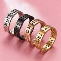 Anneau de doigt en acier inoxydable creux avec runes vikings nordiques pour homme, 6 mm, lettre nordique, métal, rock, bijoux de mariage