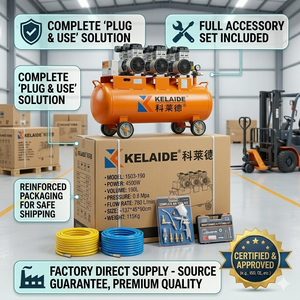 Compresseur d'air à mouvement alternatif KELAIDE 190L 4500W 220V Modèle industriel stationnaire alimenté en courant alternatif 1503-190 - Product Image 6