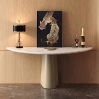 Table console minimaliste moderne, série Rhine, 1,4 m, surface en pierre naturelle, table d'entrée, style italien luxueux, meubles pour la maison