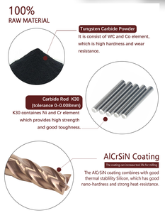 Cnc 도구 4 플루트 밀링 커터 카바이드 엔드 밀 Hrc55 솔리드 엔드 밀 - Product Image 6